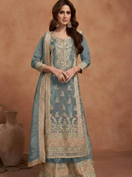 Floral Embroidered Ladies Suit