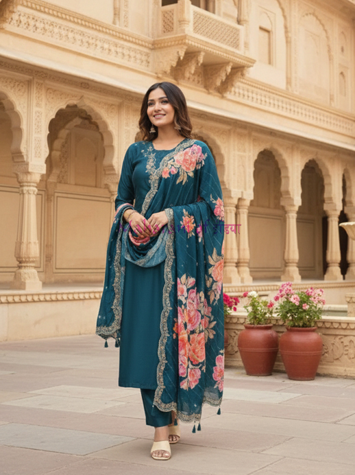 Embroidered rayon suit